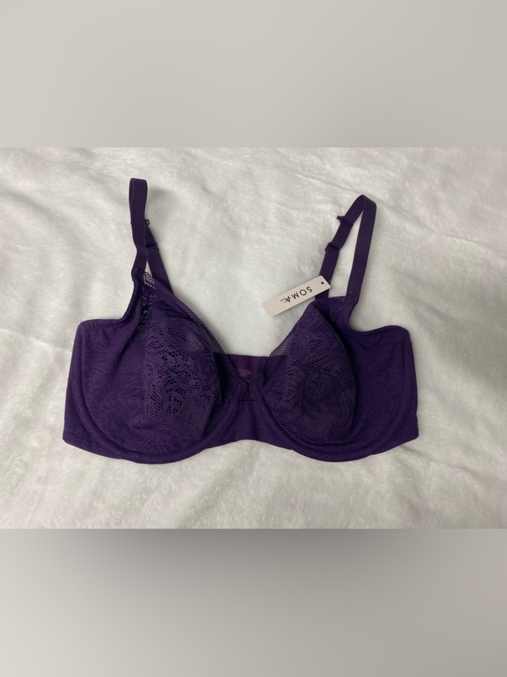 New With Tags Soma Unlined Perfect Coverage Bra With Underwire 36DD Purple
